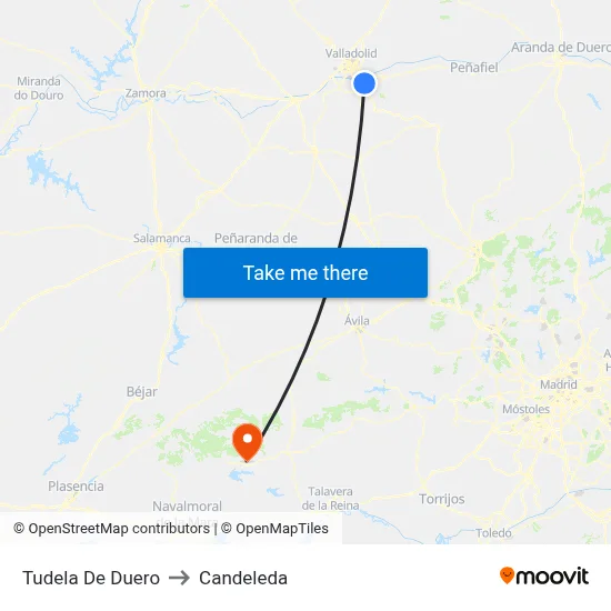 Tudela De Duero to Candeleda map