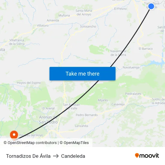 Tornadizos De Ávila to Candeleda map