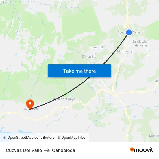 Cuevas Del Valle to Candeleda map