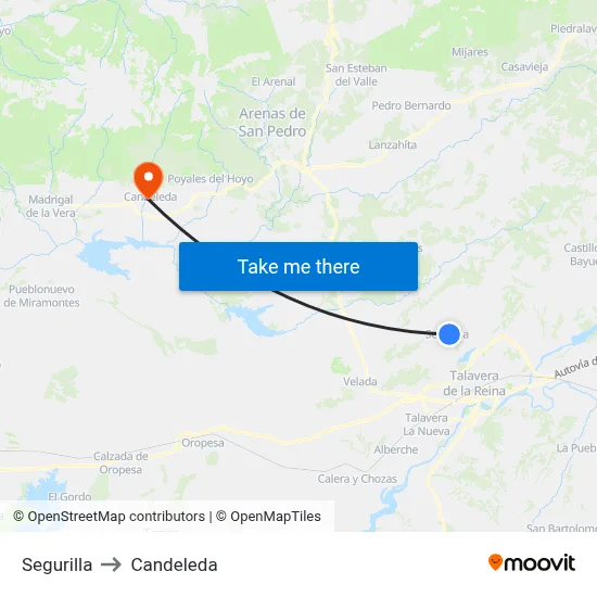 Segurilla to Candeleda map