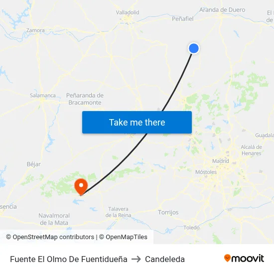 Fuente El Olmo De Fuentidueña to Candeleda map