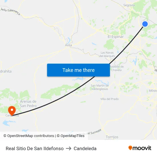 Real Sitio De San Ildefonso to Candeleda map