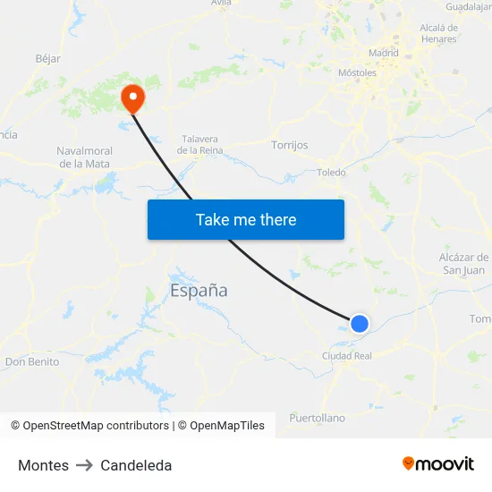 Montes to Candeleda map