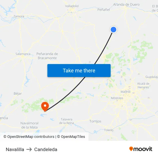 Navalilla to Candeleda map