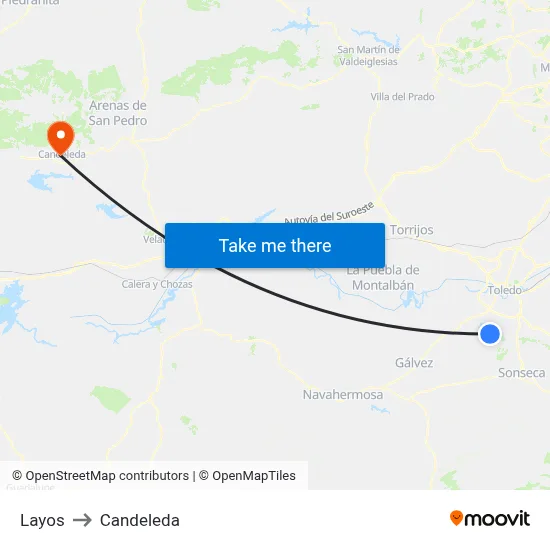 Layos to Candeleda map