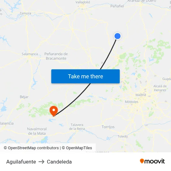 Aguilafuente to Candeleda map