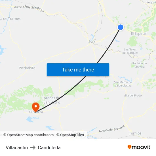Villacastín to Candeleda map