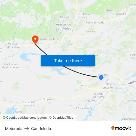 Mejorada to Candeleda map