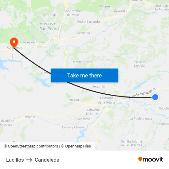 Lucillos to Candeleda map