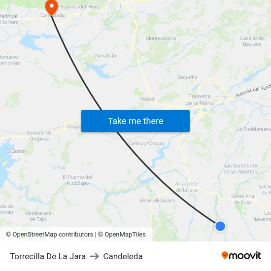 Torrecilla De La Jara to Candeleda map