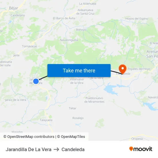Jarandilla De La Vera to Candeleda map