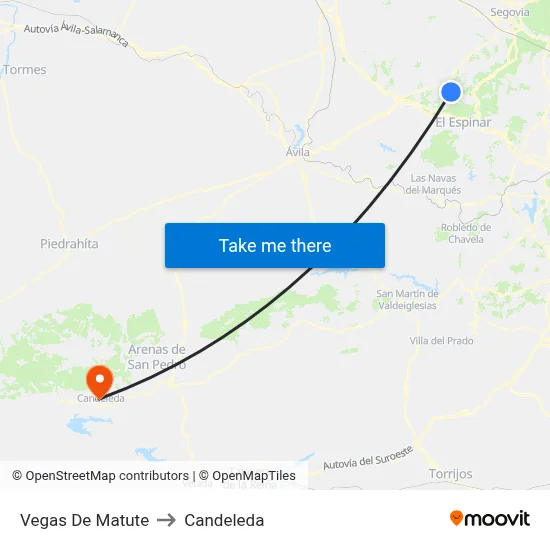 Vegas De Matute to Candeleda map