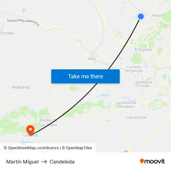 Martín Miguel to Candeleda map