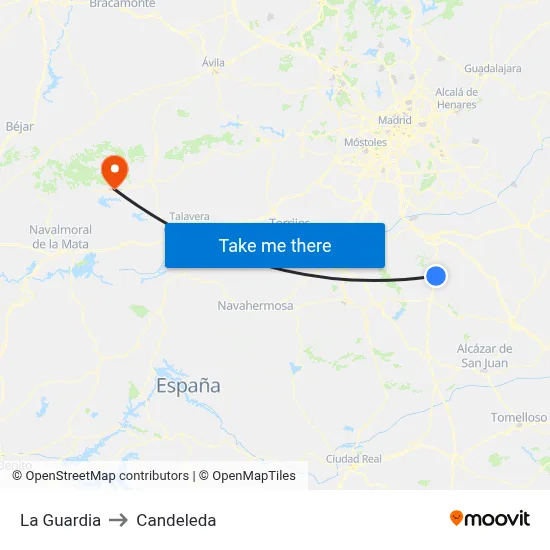 La Guardia to Candeleda map