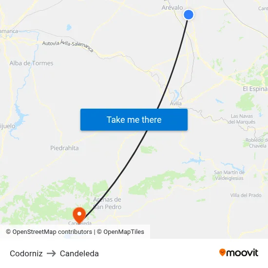 Codorniz to Candeleda map