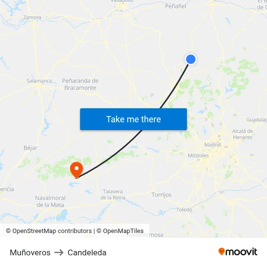 Muñoveros to Candeleda map