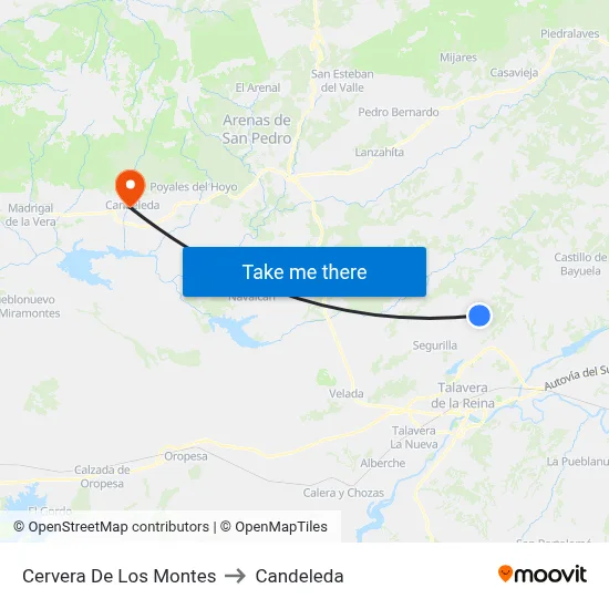 Cervera De Los Montes to Candeleda map