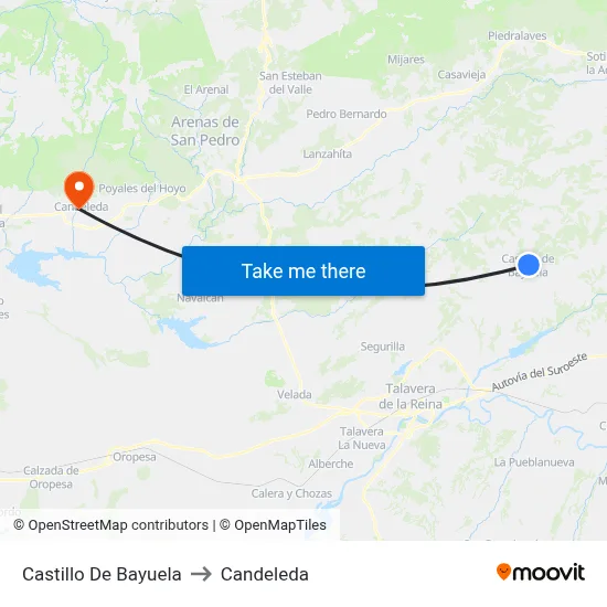 Castillo De Bayuela to Candeleda map