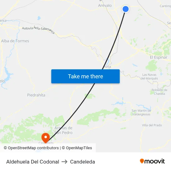 Aldehuela Del Codonal to Candeleda map