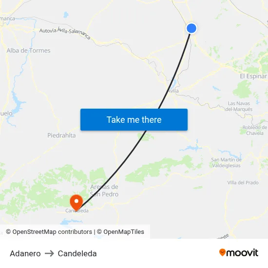 Adanero to Candeleda map