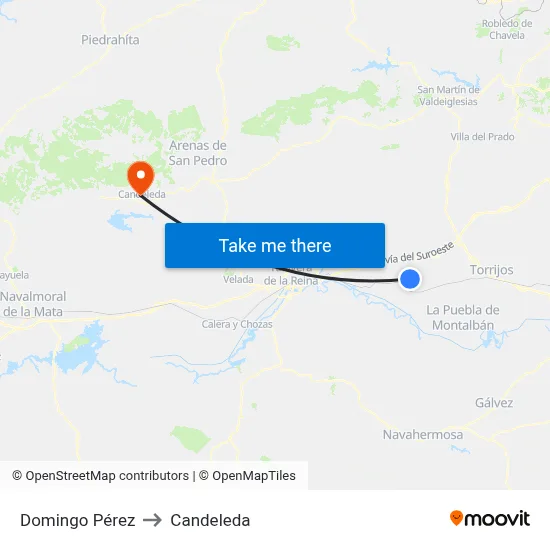 Domingo Pérez to Candeleda map