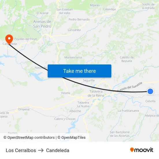Los Cerralbos to Candeleda map