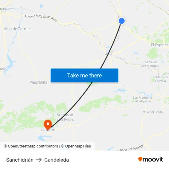 Sanchidrián to Candeleda map