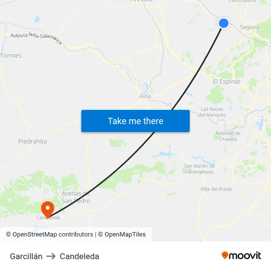 Garcillán to Candeleda map