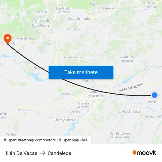 Illán De Vacas to Candeleda map