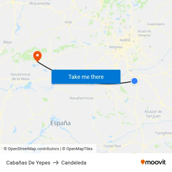 Cabañas De Yepes to Candeleda map