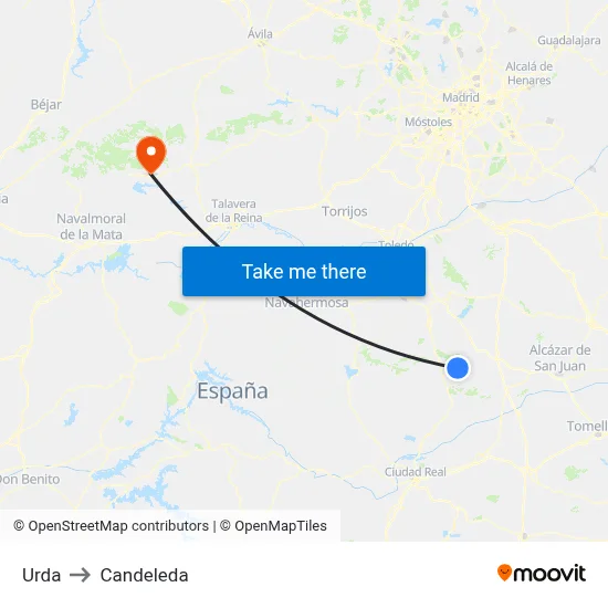 Urda to Candeleda map
