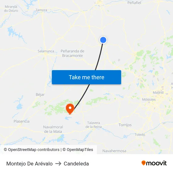 Montejo De Arévalo to Candeleda map