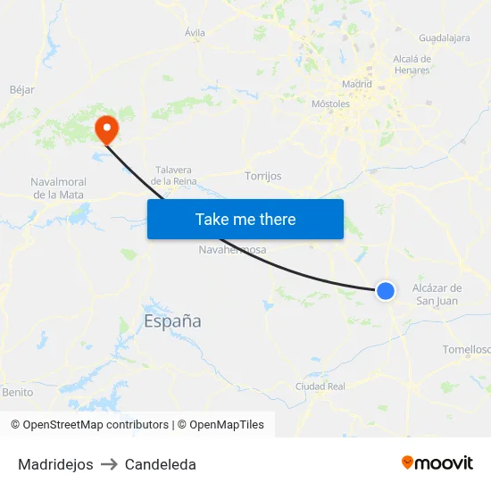 Madridejos to Candeleda map