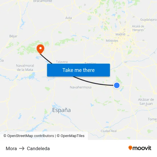 Mora to Candeleda map