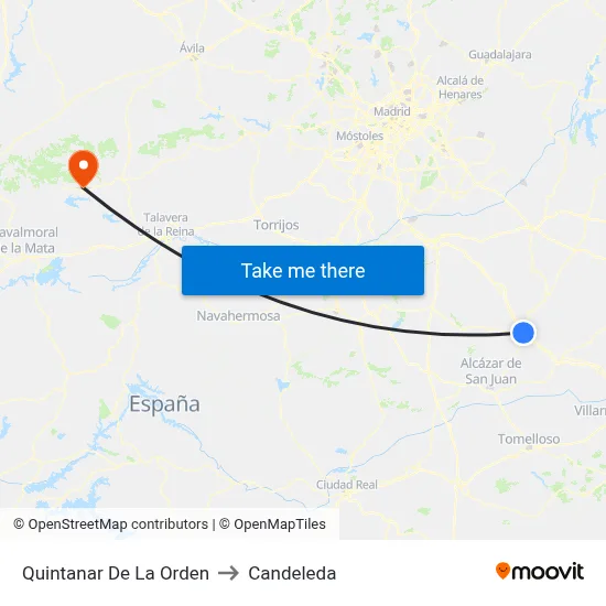 Quintanar De La Orden to Candeleda map