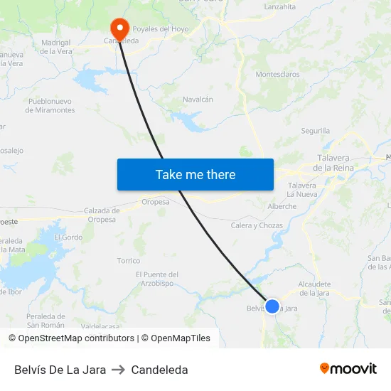Belvís De La Jara to Candeleda map