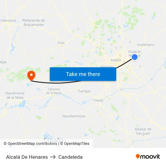 Alcalá De Henares to Candeleda map