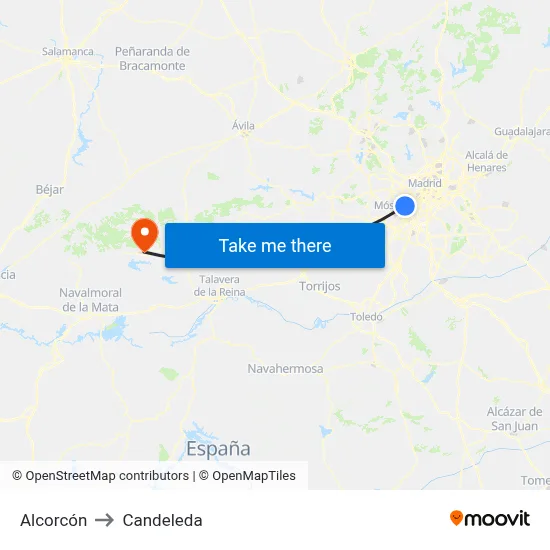 Alcorcón to Candeleda map