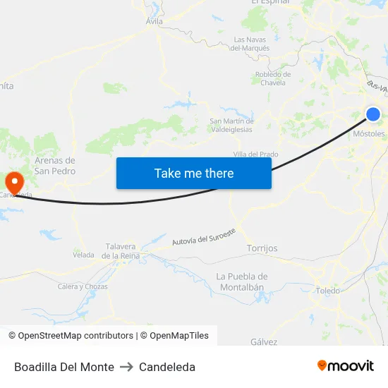 Boadilla Del Monte to Candeleda map