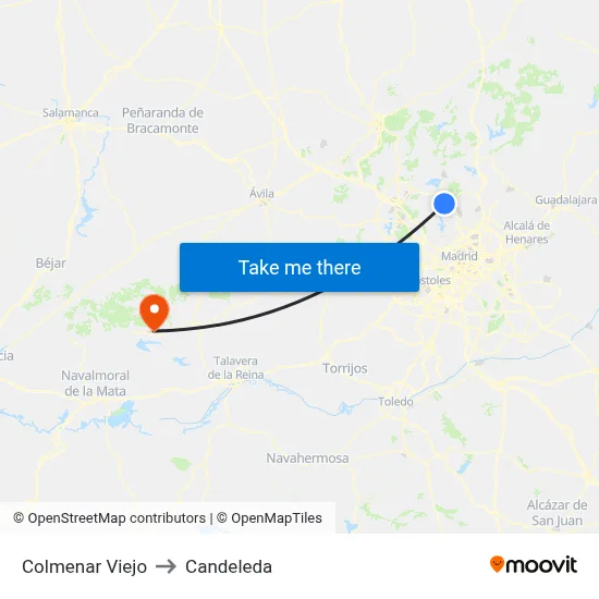 Colmenar Viejo to Candeleda map