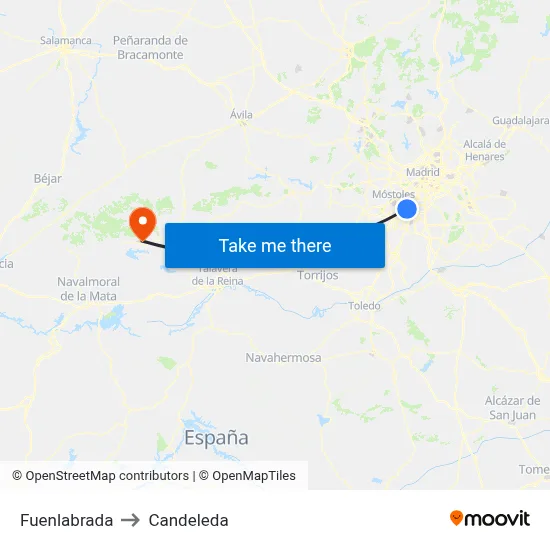 Fuenlabrada to Candeleda map