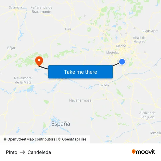Pinto to Candeleda map