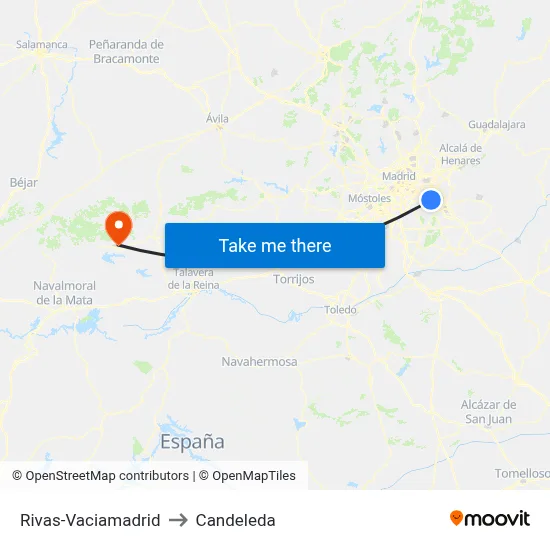 Rivas-Vaciamadrid to Candeleda map