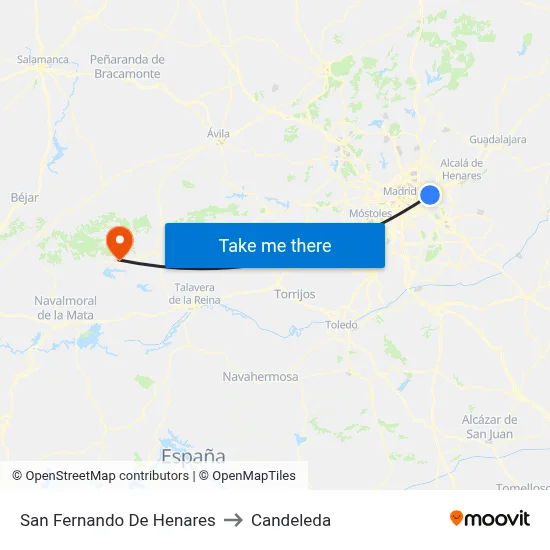 San Fernando De Henares to Candeleda map