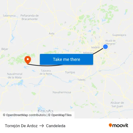 Torrejón De Ardoz to Candeleda map