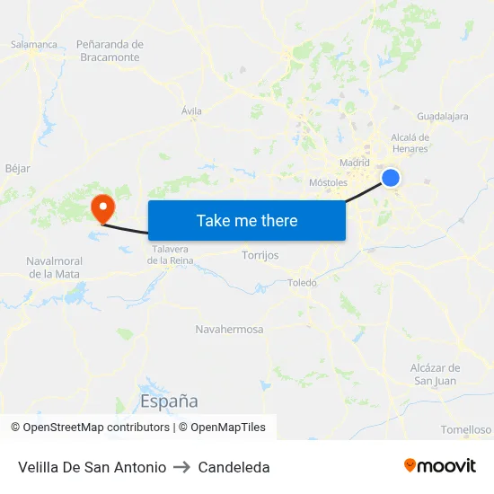 Velilla De San Antonio to Candeleda map