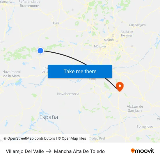 Villarejo Del Valle to Mancha Alta De Toledo map
