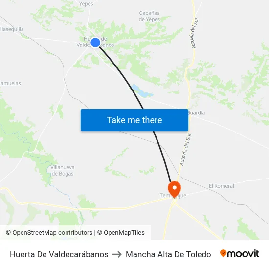 Huerta De Valdecarábanos to Mancha Alta De Toledo map