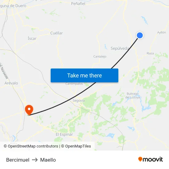 Bercimuel to Maello map