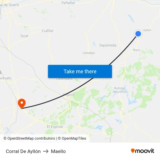 Corral De Ayllón to Maello map